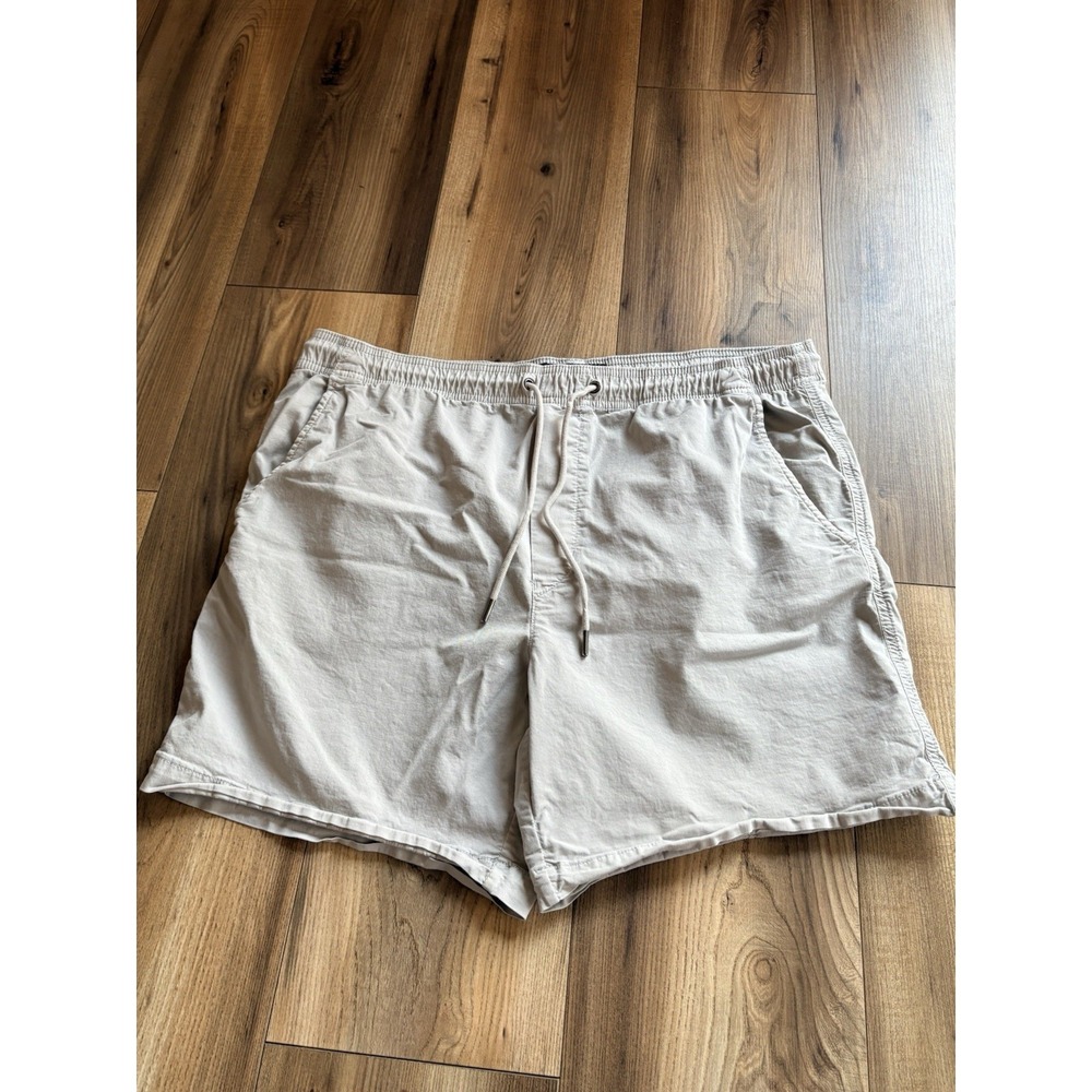 American Eagle Flex Shorts Khaki Elastic Waist Men's Large Pockets Drawstring